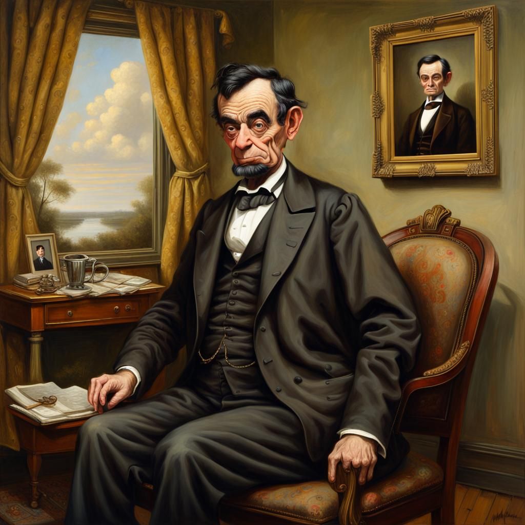 Mr. Bean as Abraham Lincoln: Oil Portrait