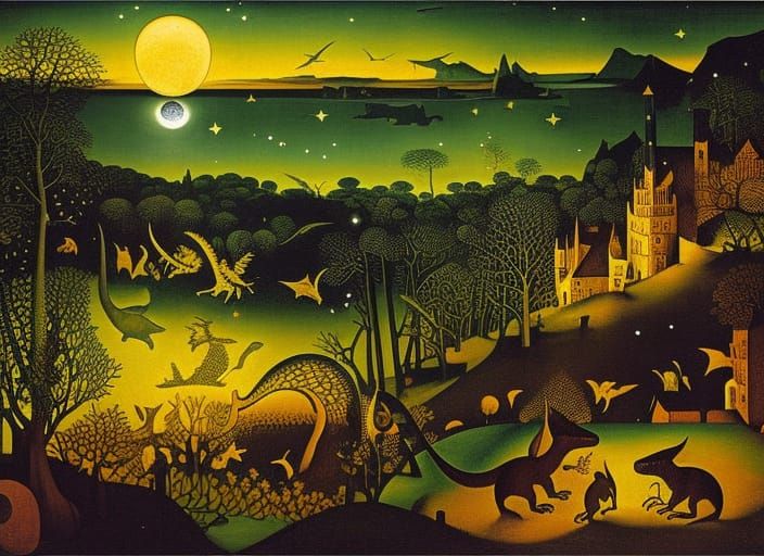 Mousesaur Sings in Lost Elvish Realm, Detailed Art