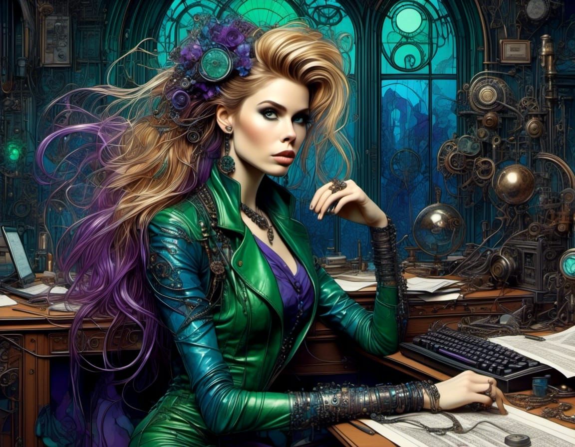 Art Nouveau Cyberpunk Executive Portrait