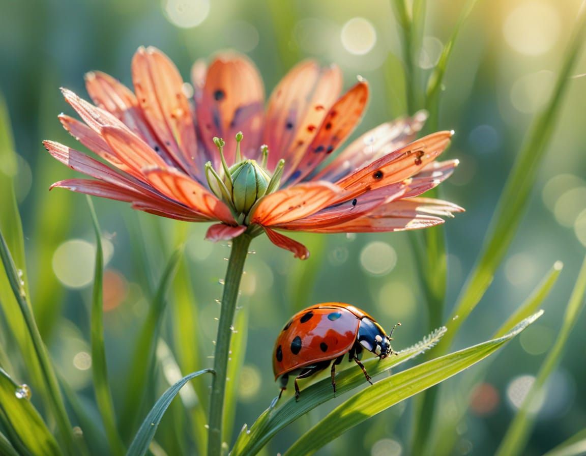 Watercolor Lady Bug in Whimsical, Expressive Brushstrokes