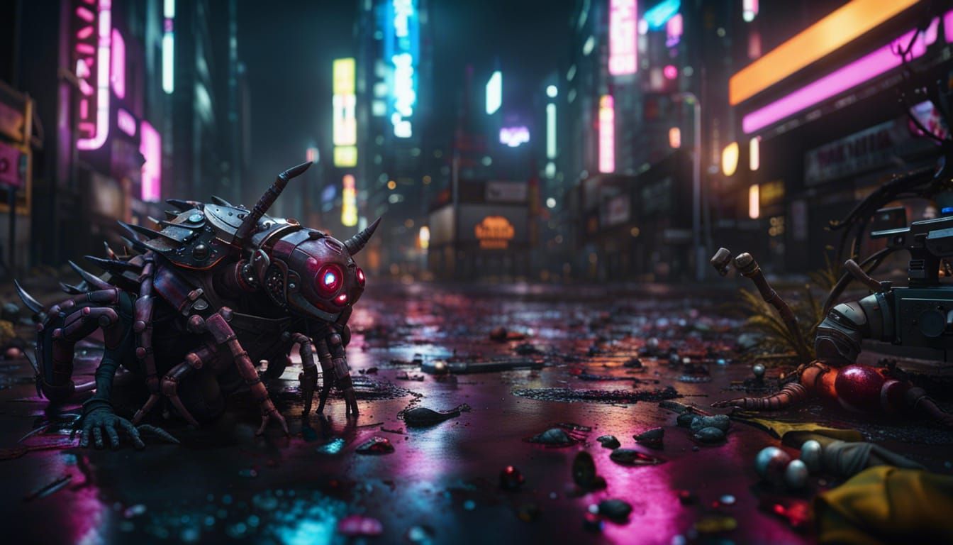 Cyberpunk Post-Apocalyptic Tokyo with Eldritch Creatures