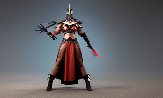 Masked Sci-Fi Warrior with Sword in 3D