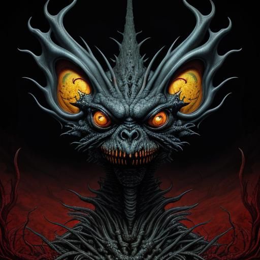 Surreal Multi-Armed Monster in Dark Elegance Style