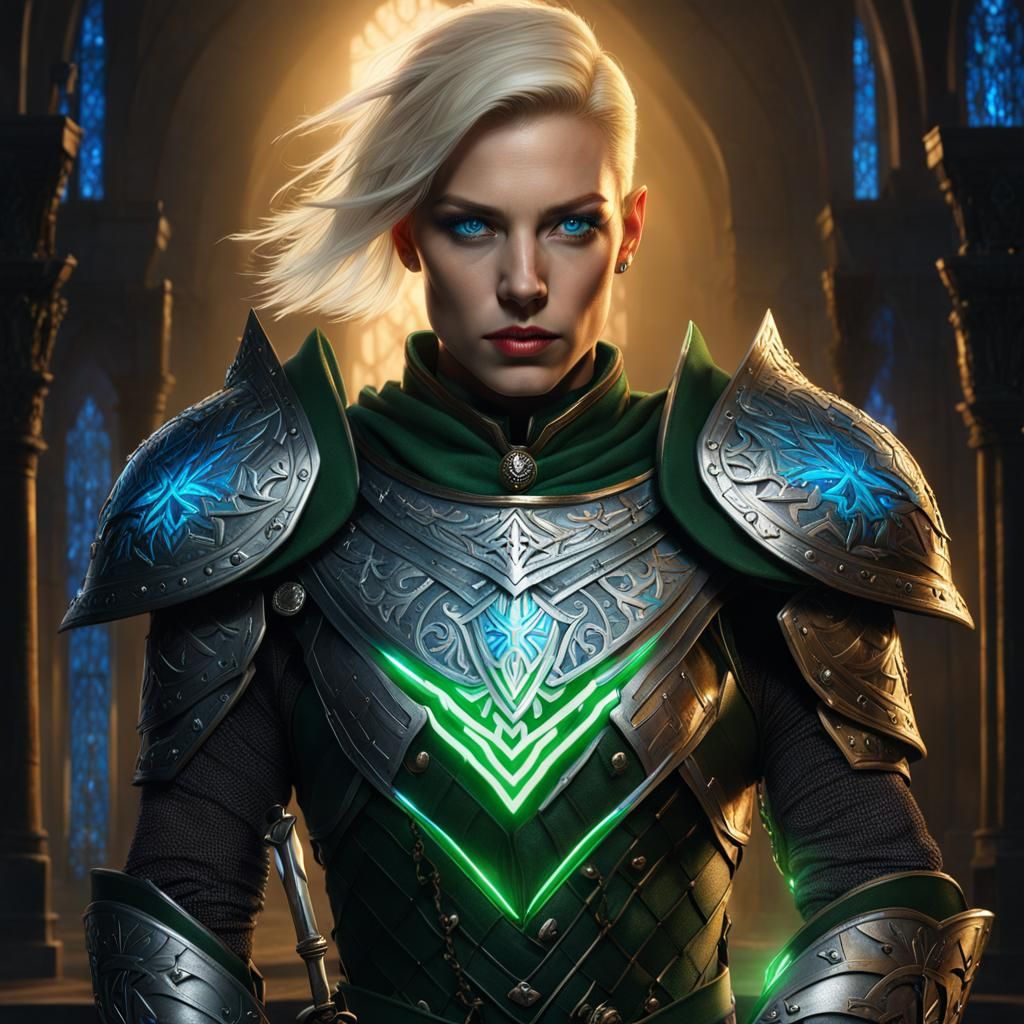 Androgynous Eldritch Knight with Runic Tattoos