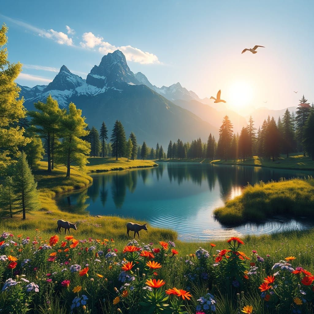 Breathtaking Landscape Reflecting Serenity in Fantasy Concep...