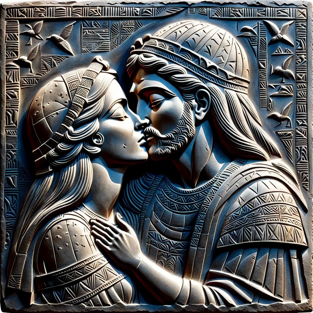Mesopotamian Sculpture Depicts a Kiss