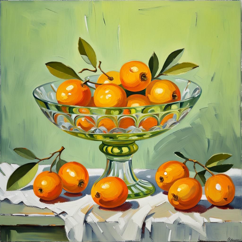 Kumquats Still Life in Impressionistic Oil Painting