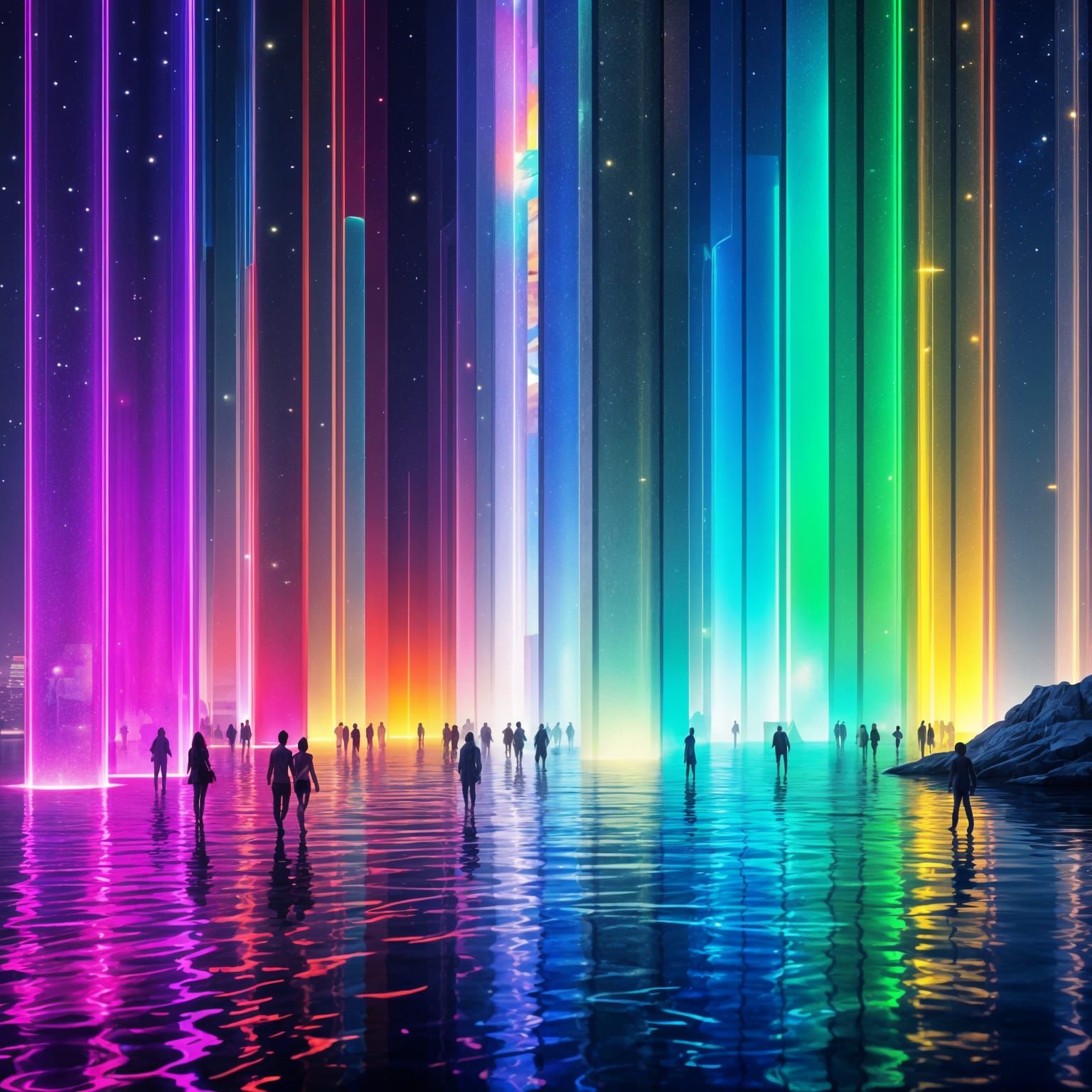 Ethereal Stormlight Dance in Cyberpunk Metropolis