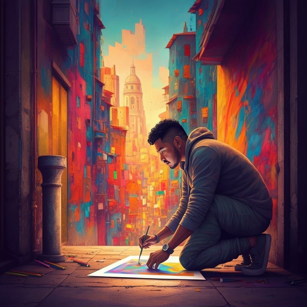 Latino Man Creates Vibrant Street Art