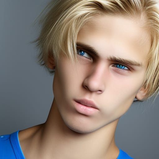 Detailed Photorealistic Close-up of Sweaty Blond Teen