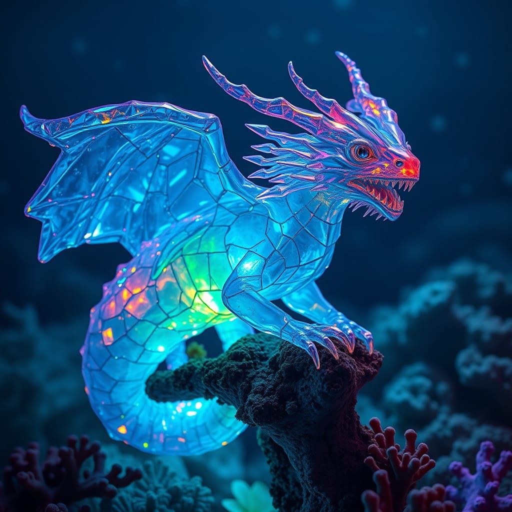 Mythical Ocean Glass Creature in Ethereal Glow