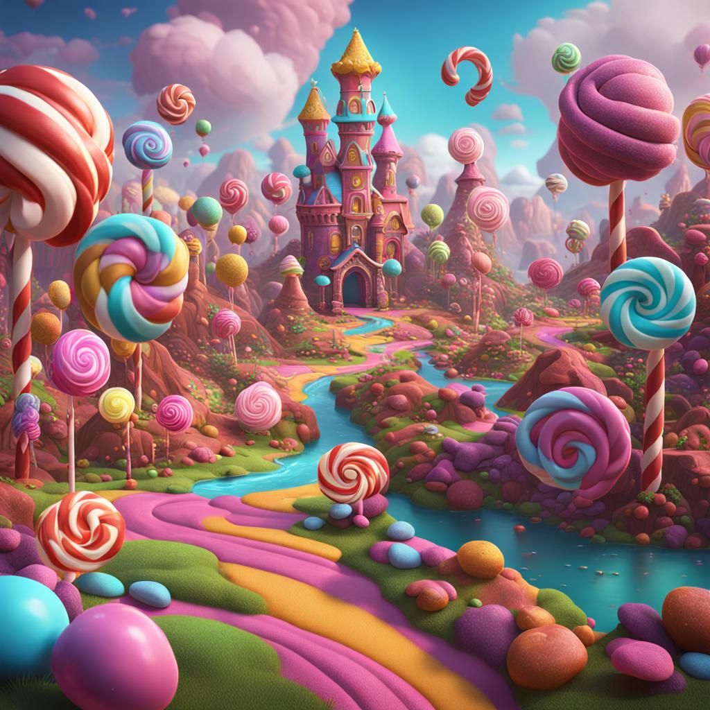 Fantastical Candy Land Concept Art in 8k