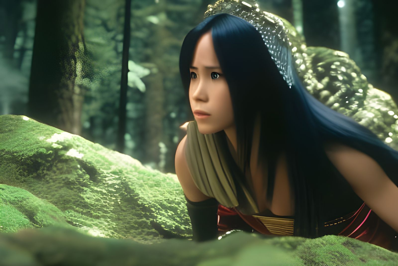 Asuna Yuuki in 80s Dark Fantasy Film Scene