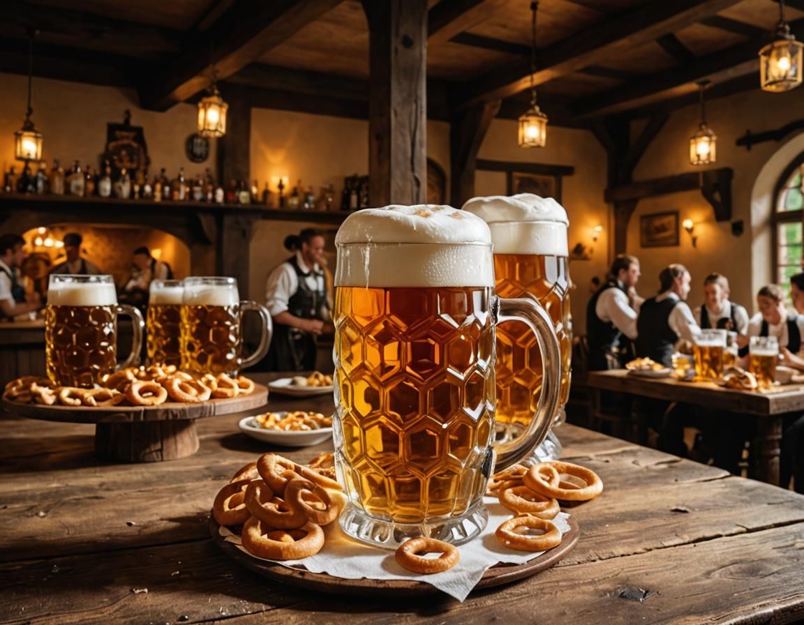 Bavarian Beer Hall Scene in Traditional Oktoberfest Style