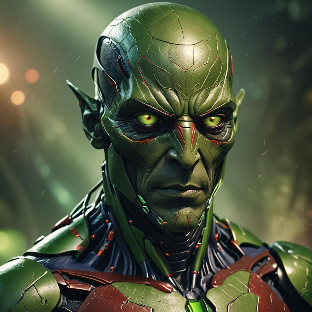 Martian Manhunter Human Hybrid in Comic Book Style