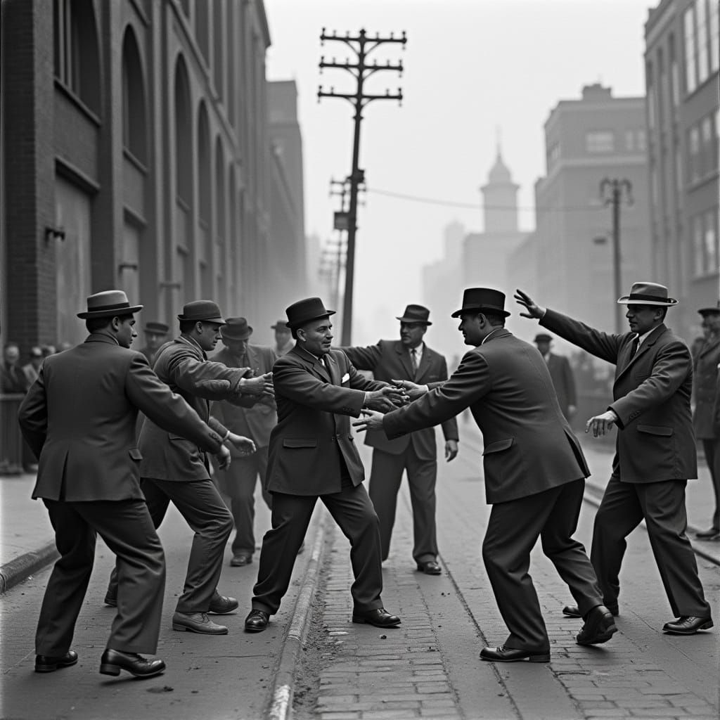 Detroit Street Brawl in the Roaring Thirties