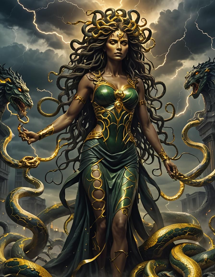 Medusa in a Storm of Golden Light