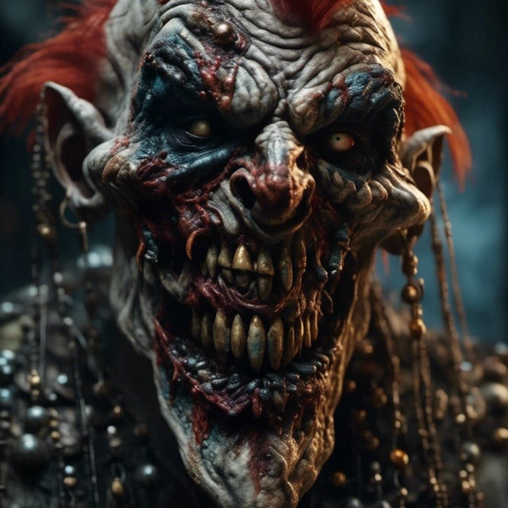 Terrifying Draugr Clown Portrait in Dark Fantasy Style