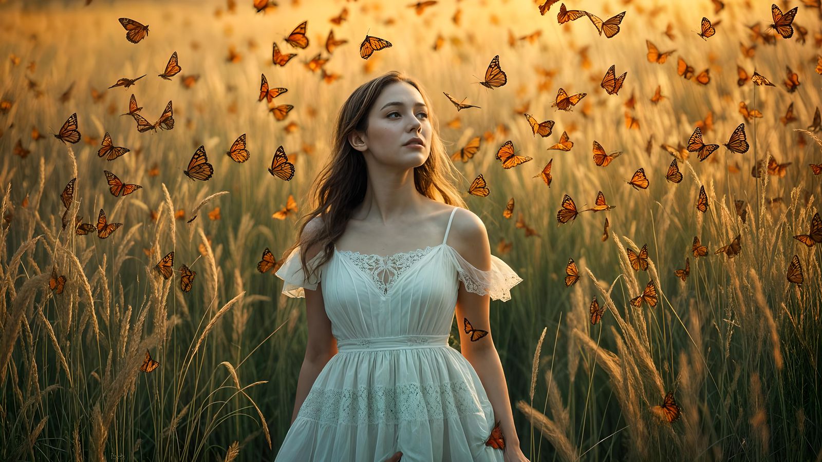 Woman Dissolving into Butterflies, Surrealist Photography