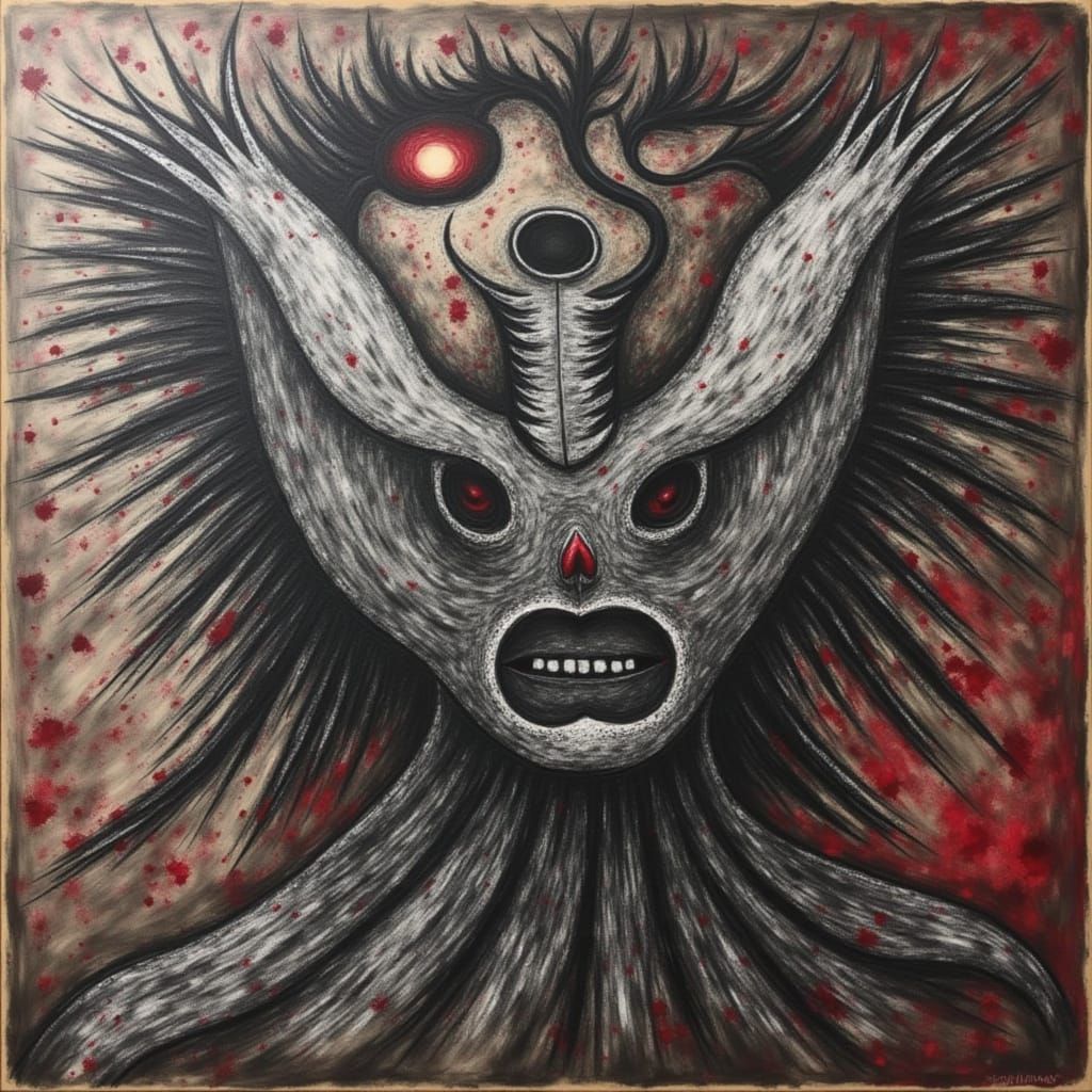 Abstract Representation of Psychosis in Charcoal and Oil Sty...