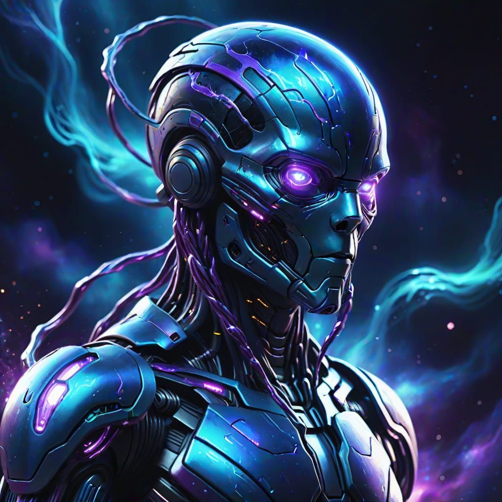 Sci-Fi Plasmoid Humanoid with Glowing Plasma