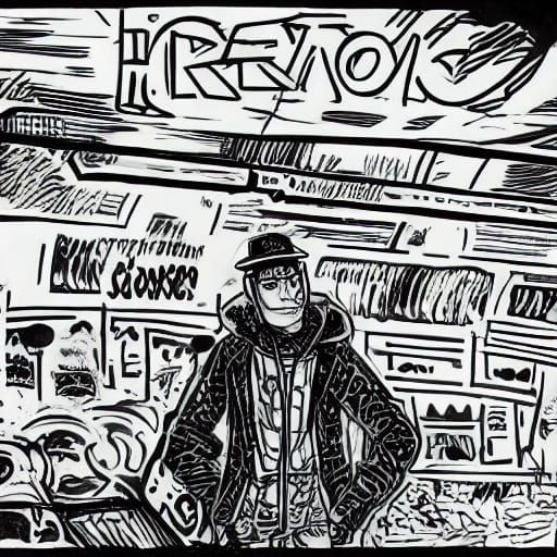 Teen Girl in Subway Station, Underground Comix Style