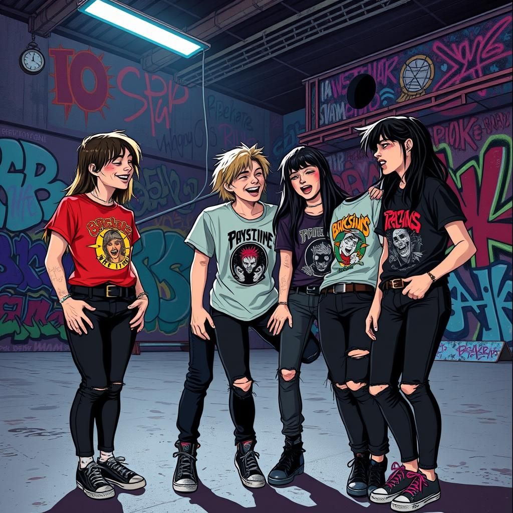 Emo teens having fun