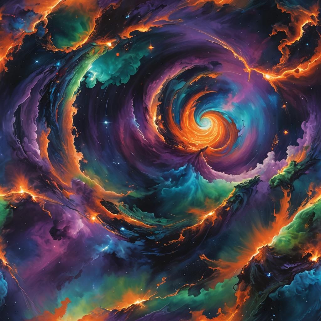 Surreal Earth: A Vibrant Oil Painting of Space