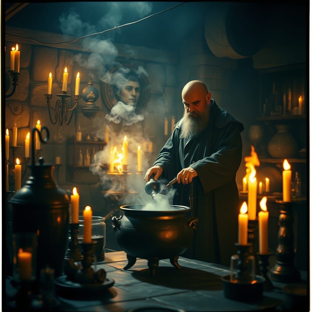 Medieval Alchemist in Cinematic Laboratory
