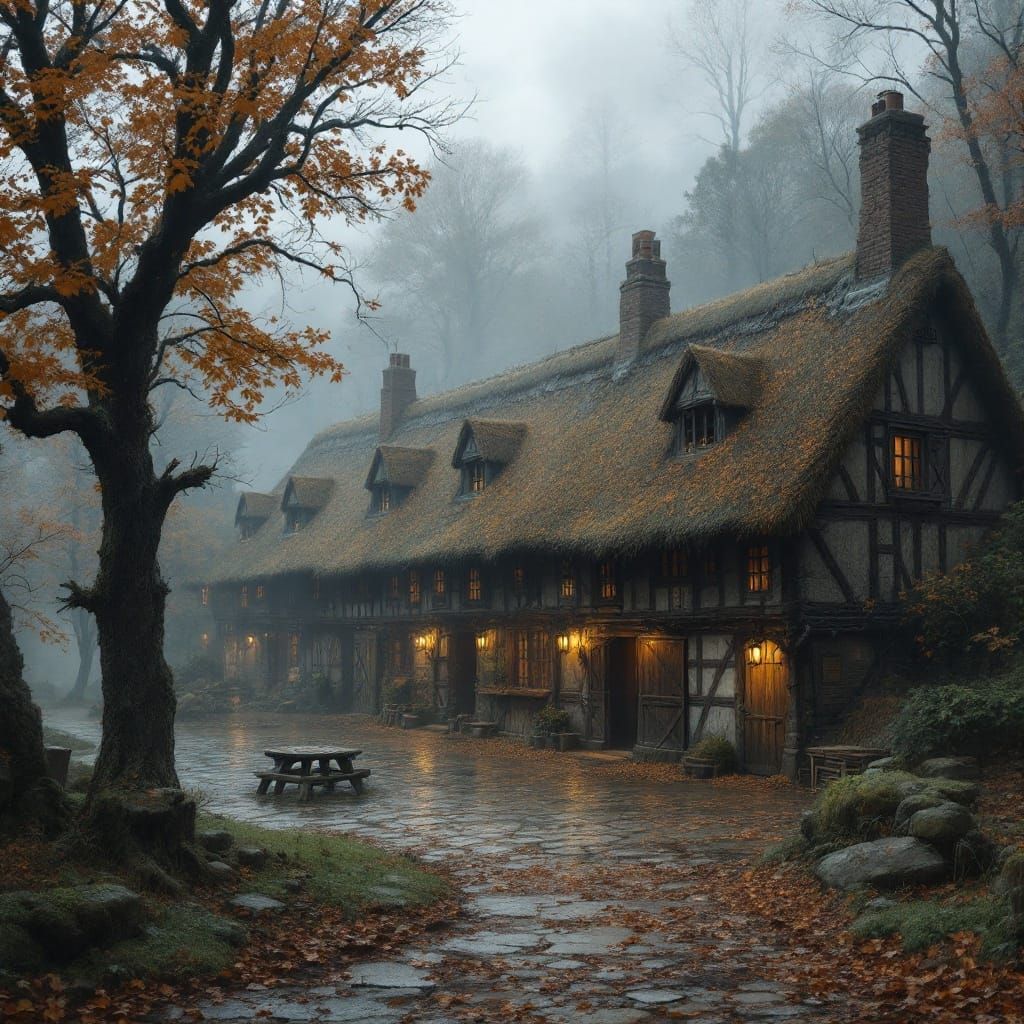 Medieval Autumn Tavern Scene