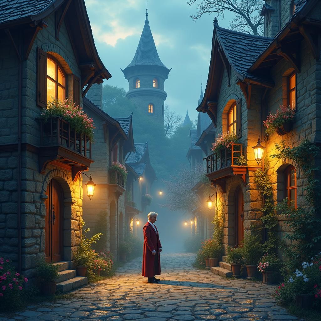 Medieval Townscape in Dreamy, Idyllic Style