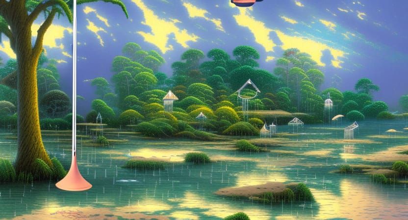 Underwater Wind Chimes in Georgia Bayou, Cel-Shaded