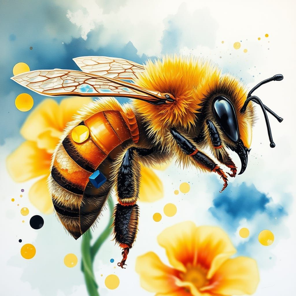 Vibrant Watercolor Bee Masterpiece