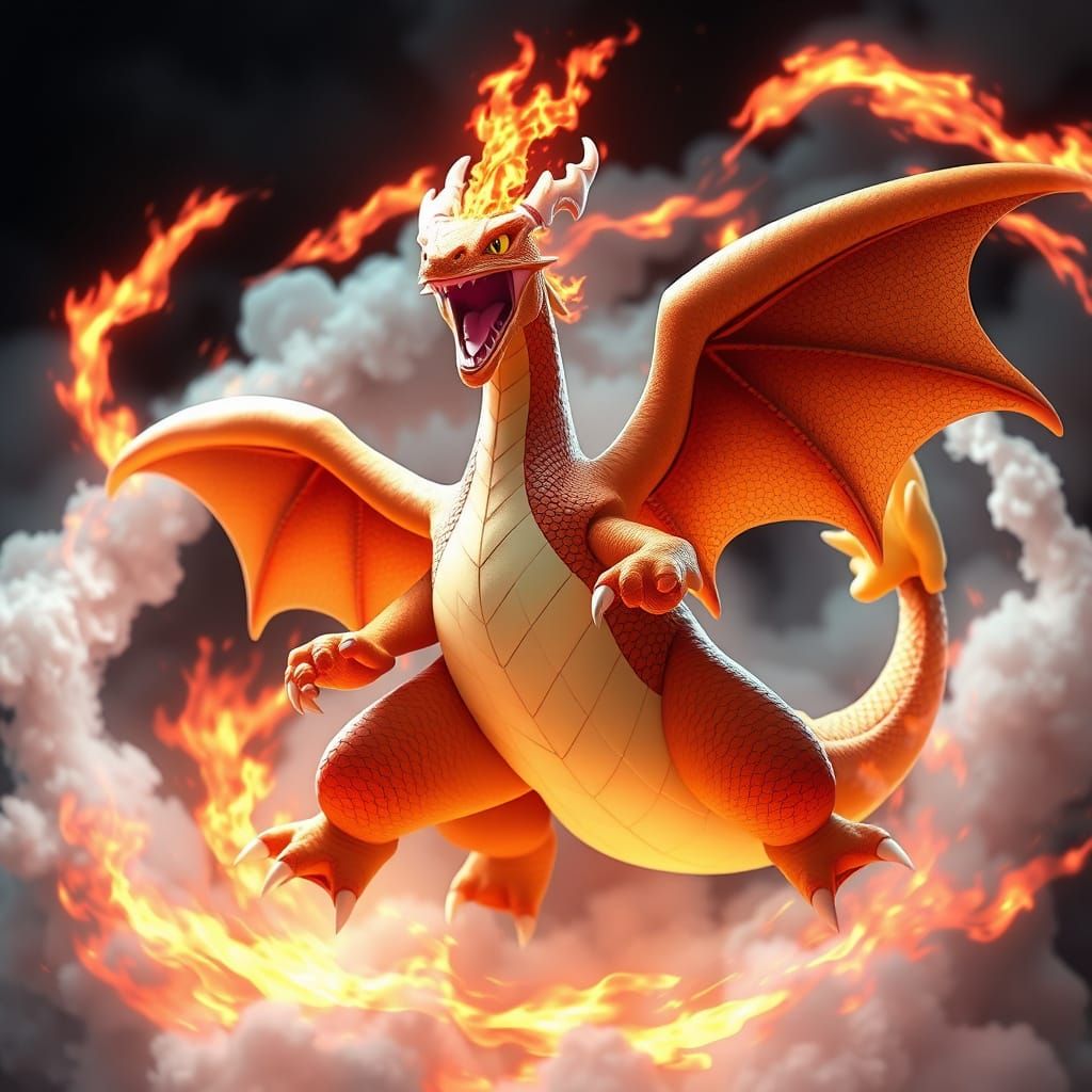 Majestic Charizard in Anime-Inspired 3D Concept Art