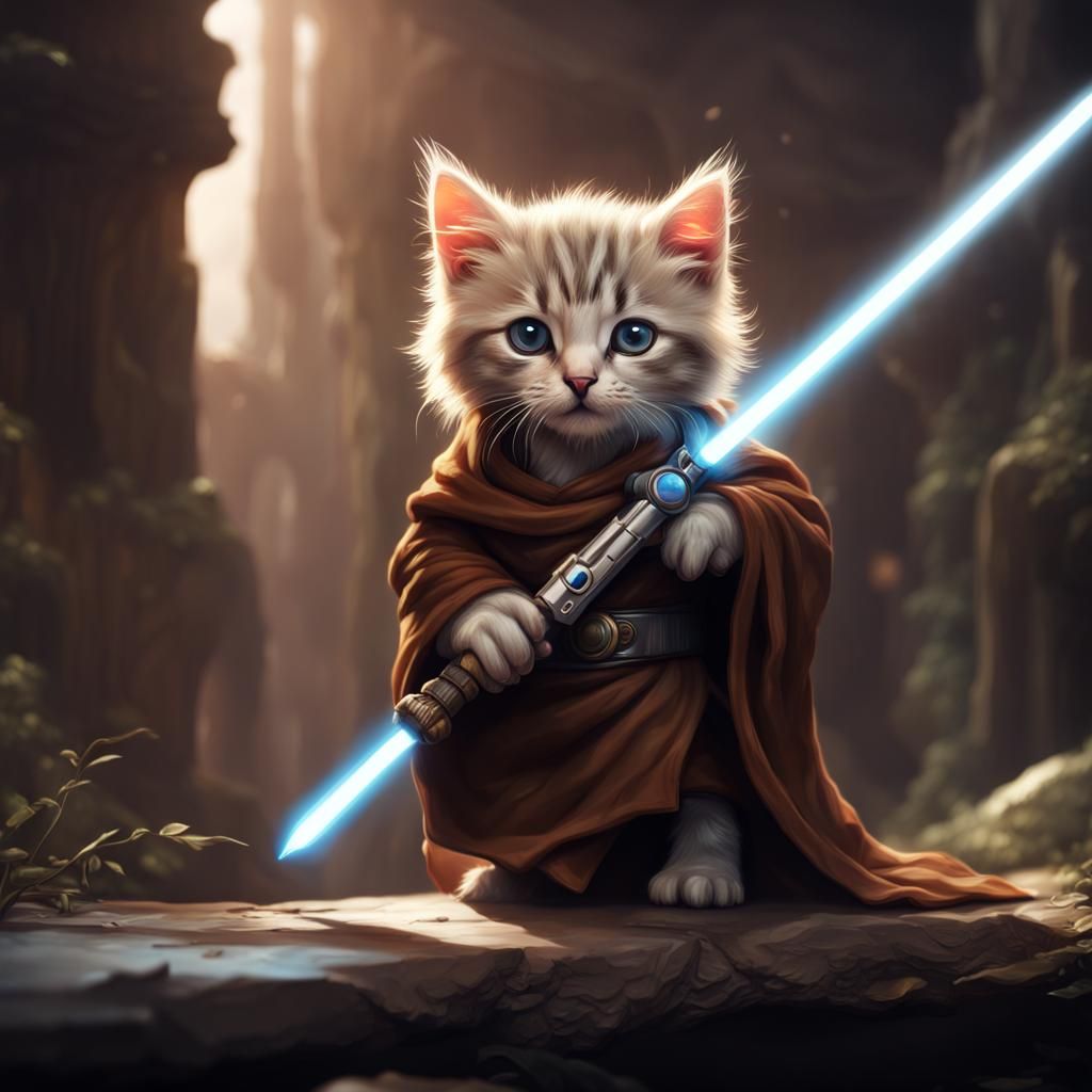 Jedi Kitten: Detailed Matte Painting
