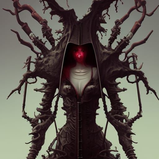 Surreal Woman in Genetic Armor: Dark Fantasy Art