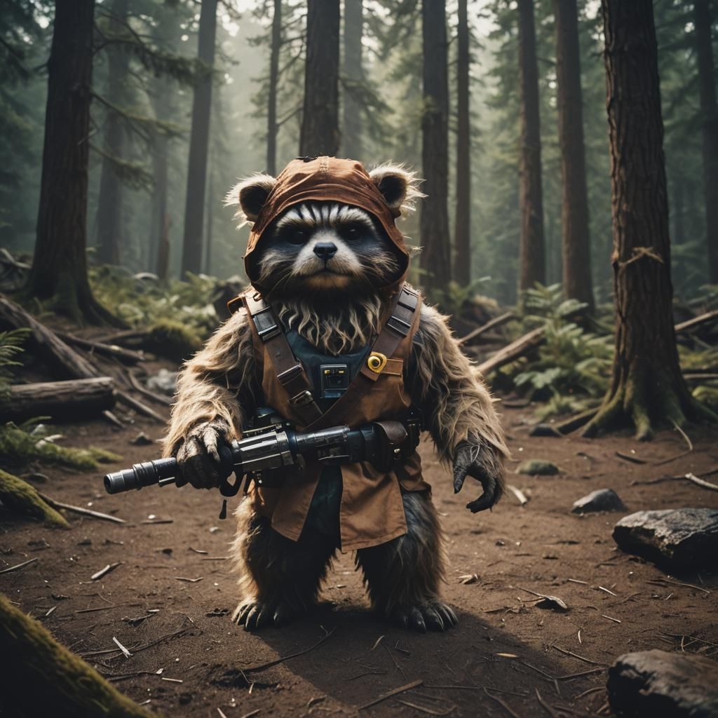 Cinematic Space Pirate Yeti Raccoon Ewok Hybrid