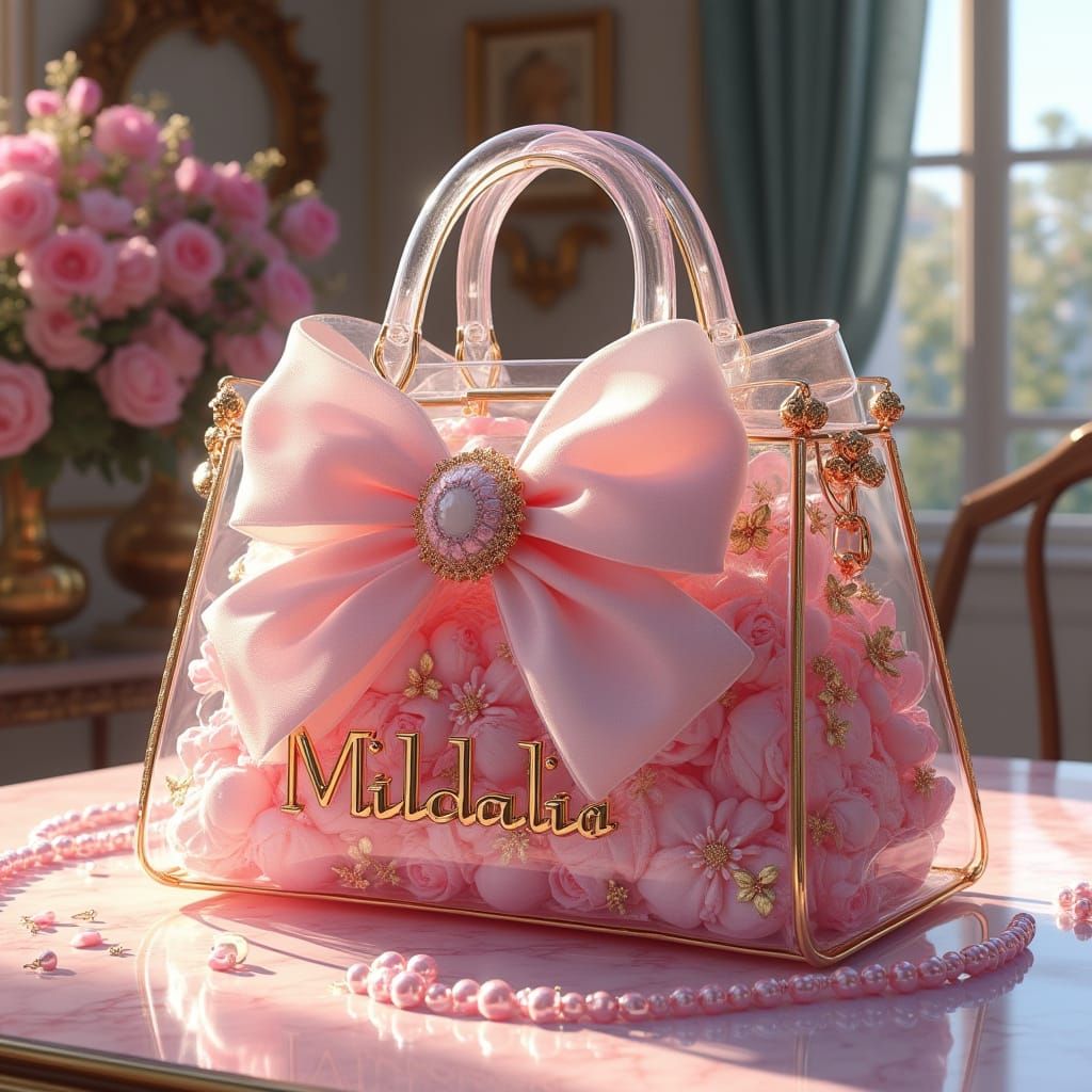 Luxurious Transparent Handbag in Elegant Garden Setting