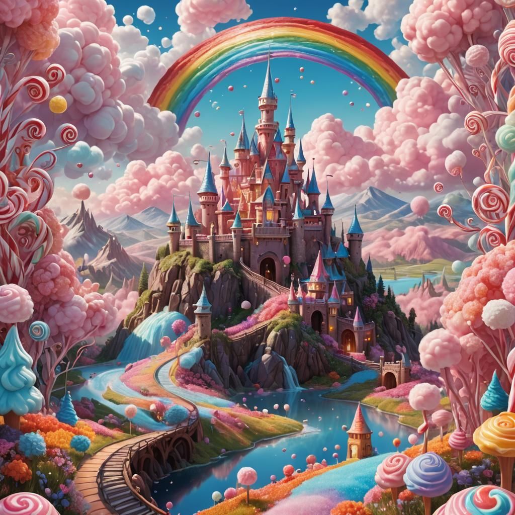 Candy Land Castle in Dreamy Landscape