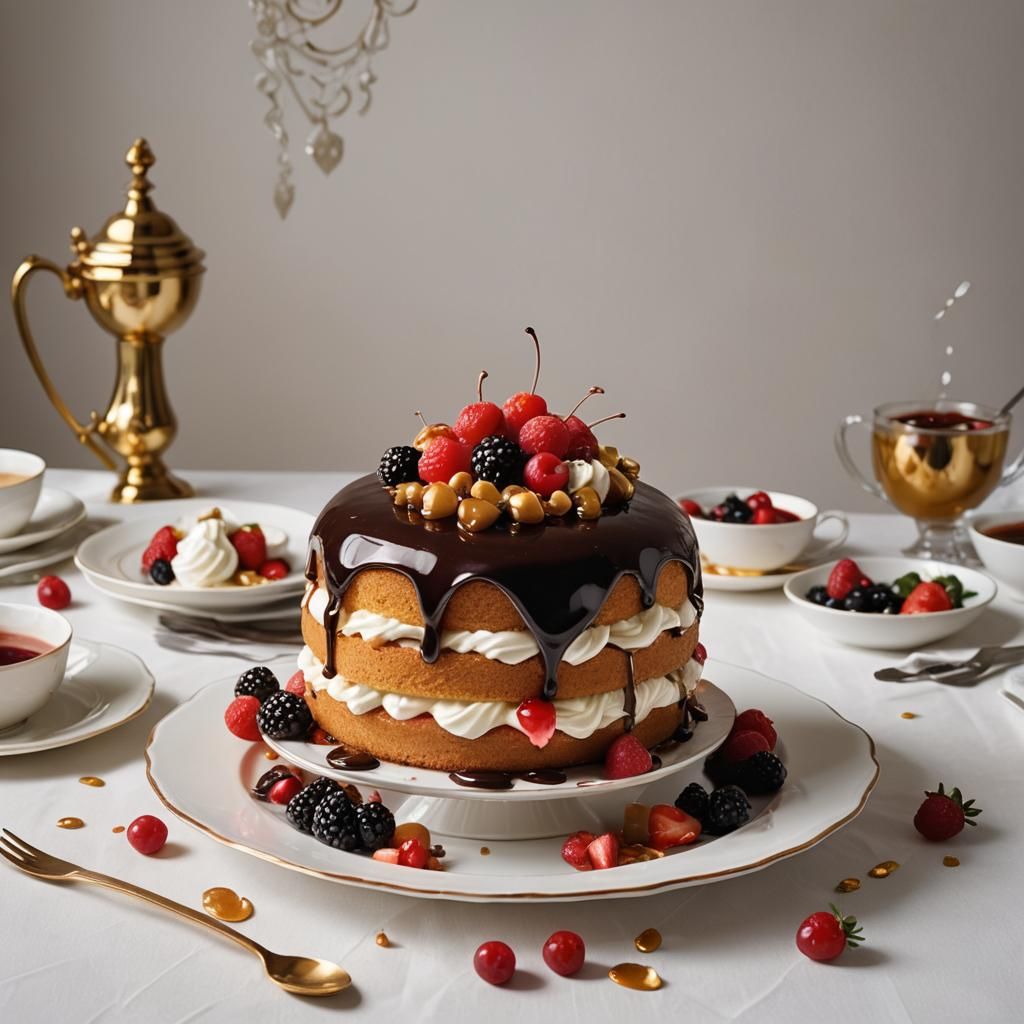 Luxurious Caramel Dessert Still Life in 8k