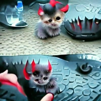 Cute but Evil Kitten Portrait