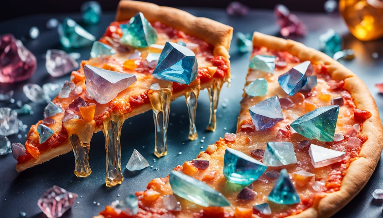 Surreal Crystal Pizza: A Macro Oil Painting