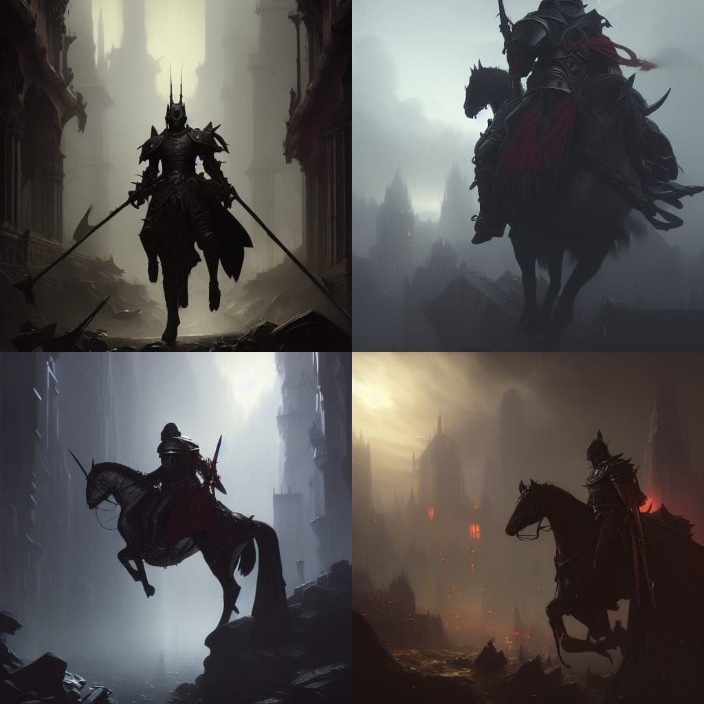 Hyperdetailed Black Knight in Dark Fantasy Style