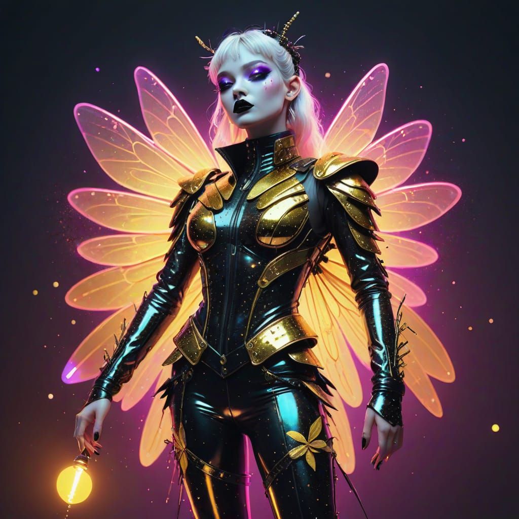 Ethereal Gothic Fairy with Iridescent Wings