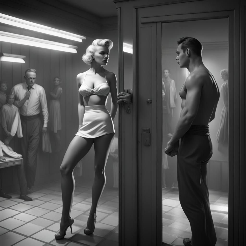 1950s Boxer Watched by Femme Fatale