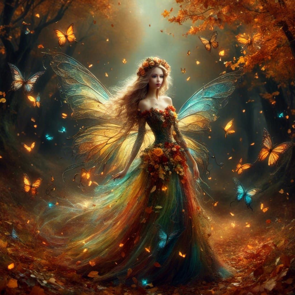 Fairies in Autumn Landscape