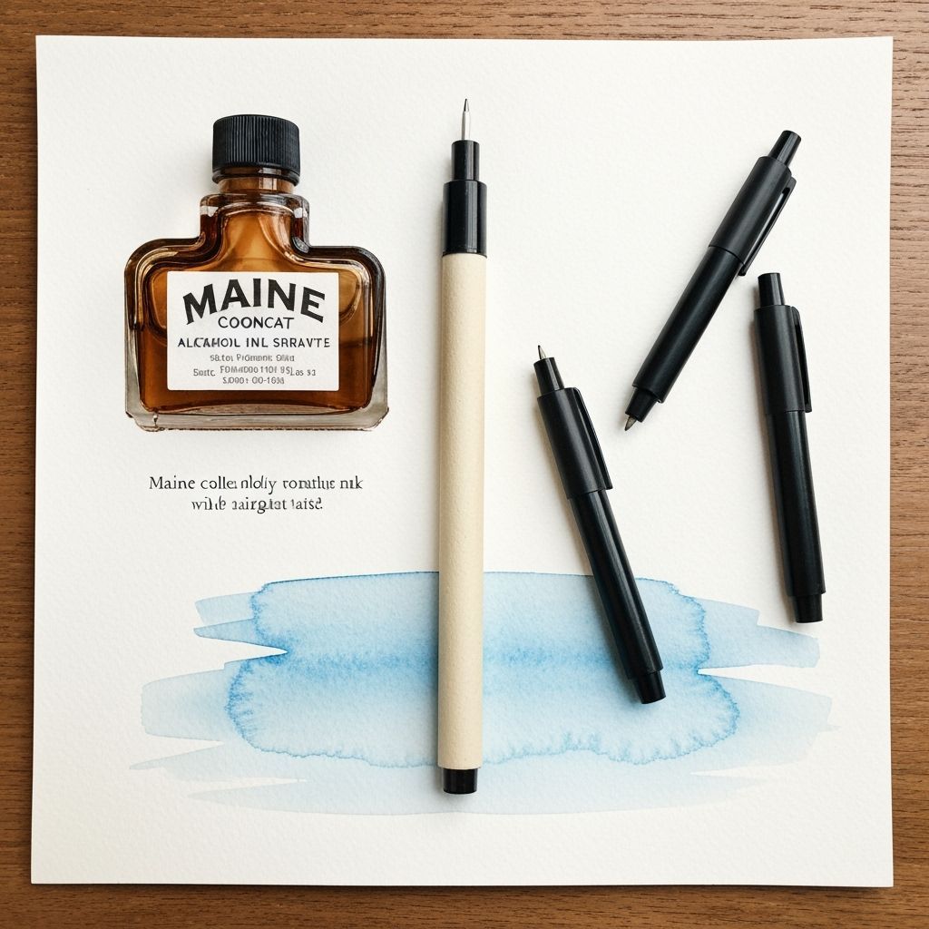 Minimalist Maine Coon Cat with Alcohol Ink and Watercolor Wa...