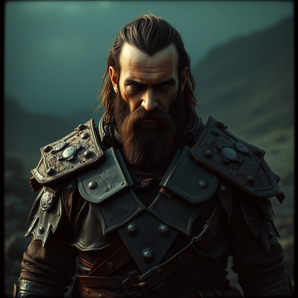 Dark Fantasy Warrior in Grim Tattered Armor