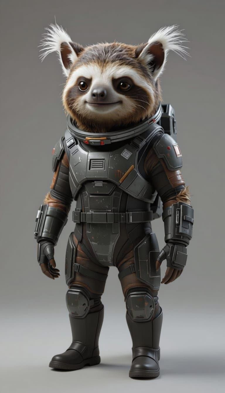Sloth-like Alien Explorer in Armored Spacesuit