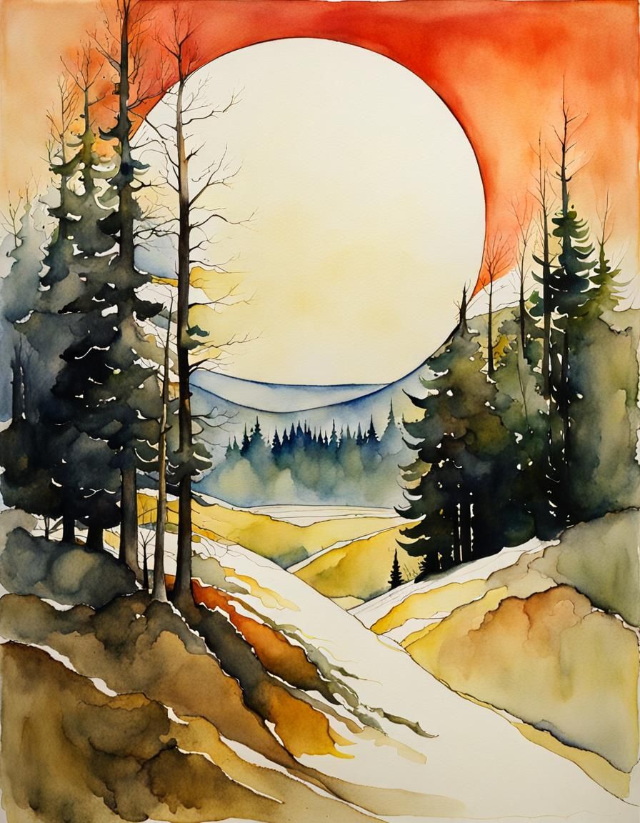 Abstract Watercolor Nodes in Moebius and Wyeth Style